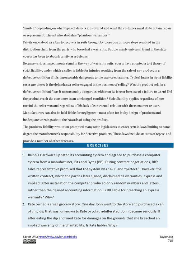 Business Law and the Legal Environment - Page 715